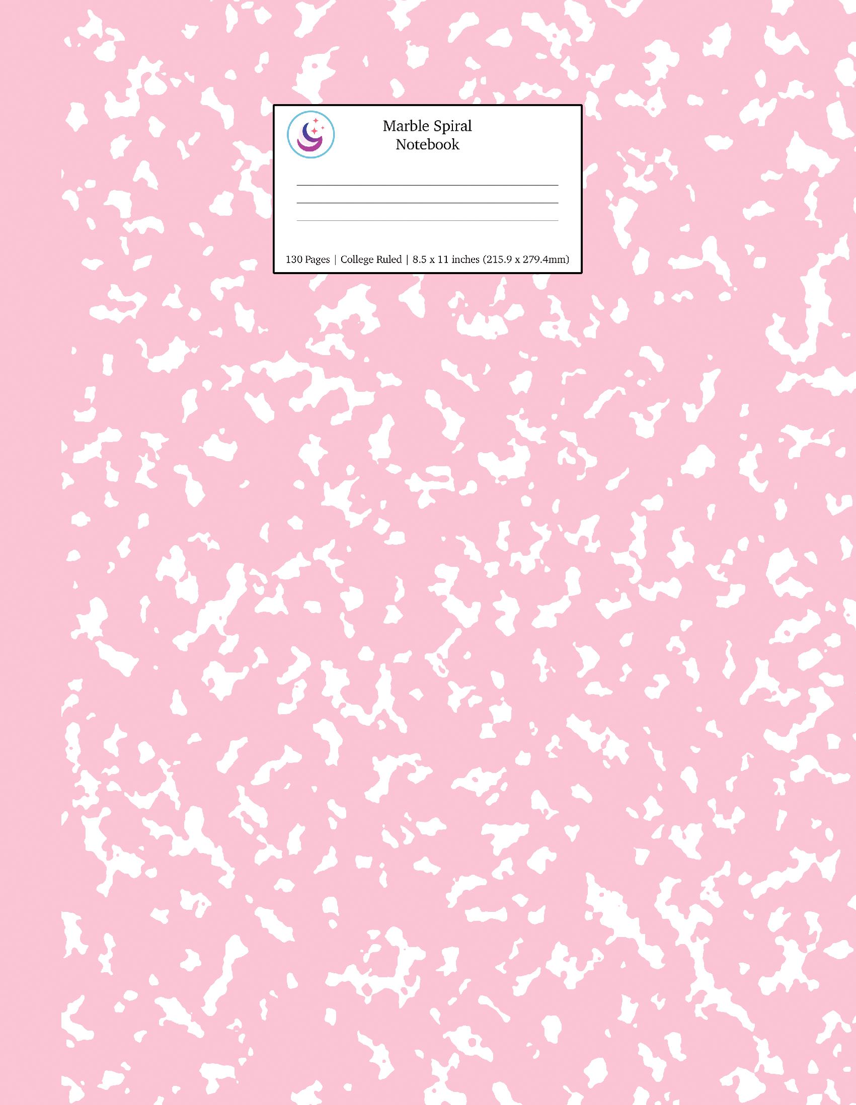 Pink Marble Spiral Notebook 8.5x11 College Ruled