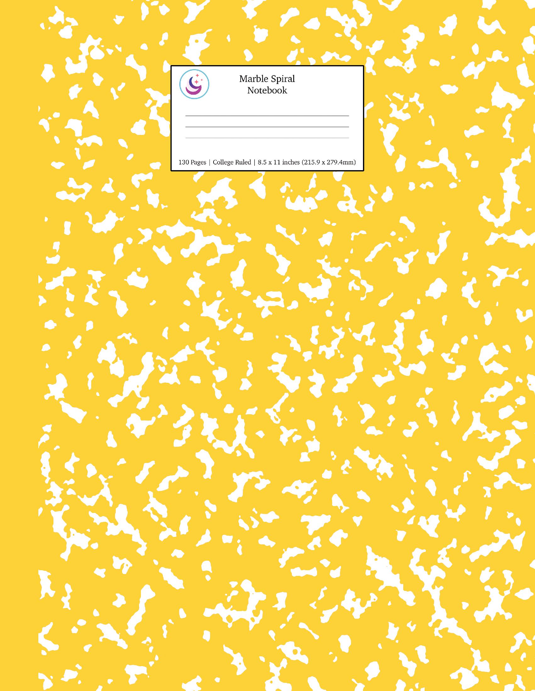 Yellow Marble Spiral Notebook 8.5x11 College Ruled