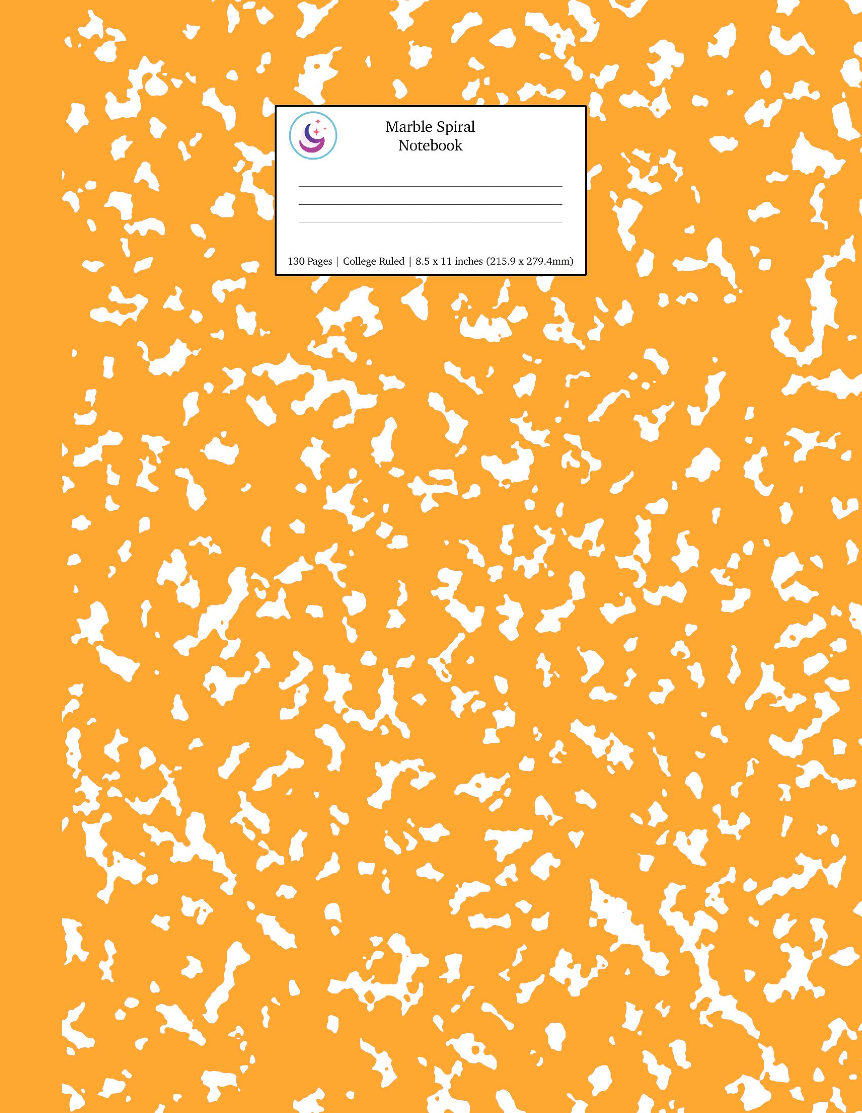 Orange Marble Spiral Notebook 8.5x11 College Ruled