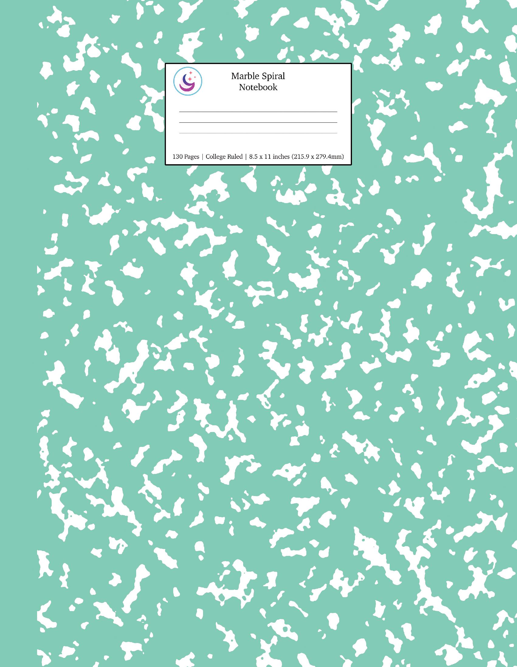 Turquoise Marble Spiral Notebook 8.5x11 College Ruled