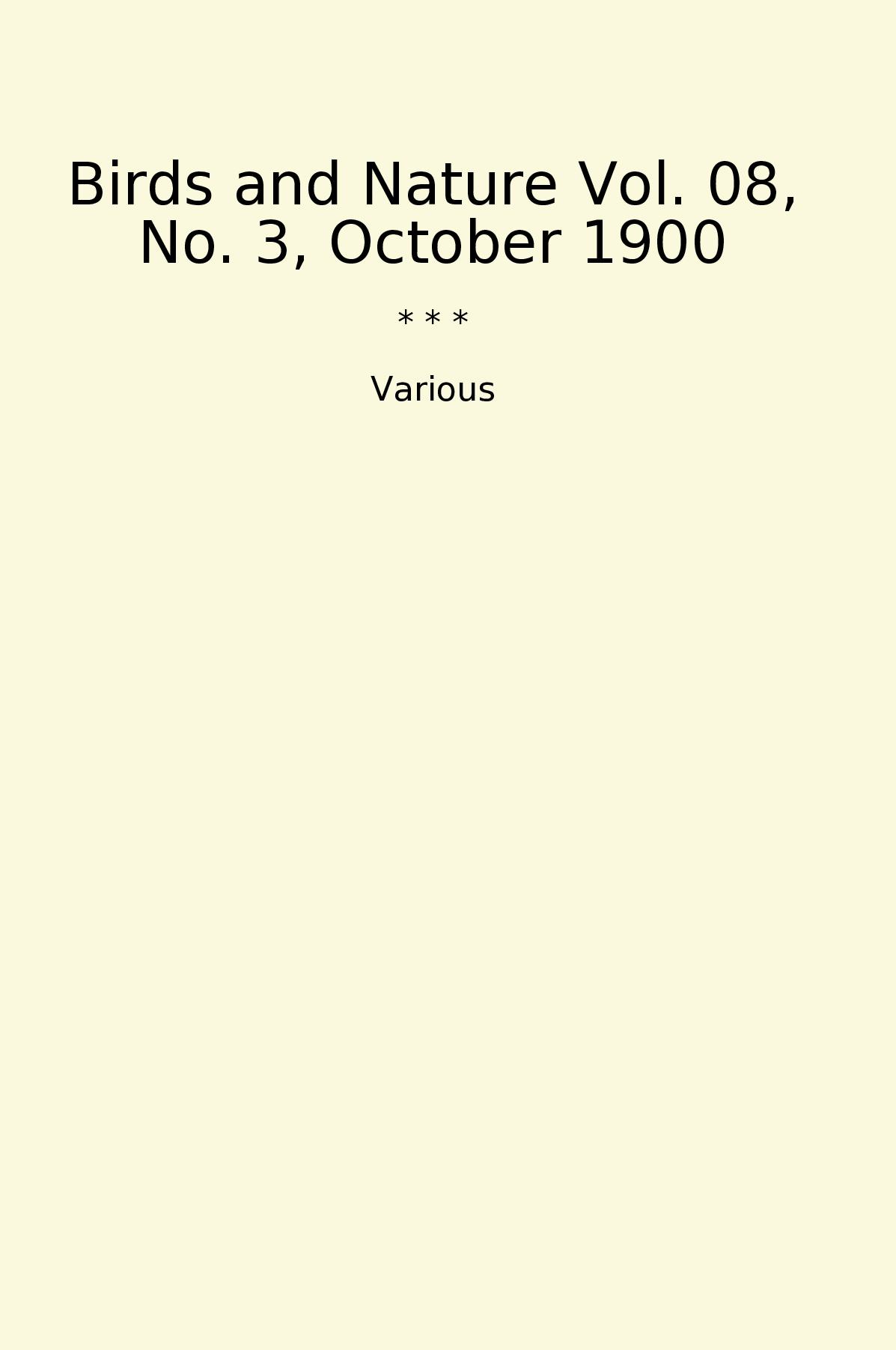 Birds and Nature Vol. 08, No. 3, October 1900