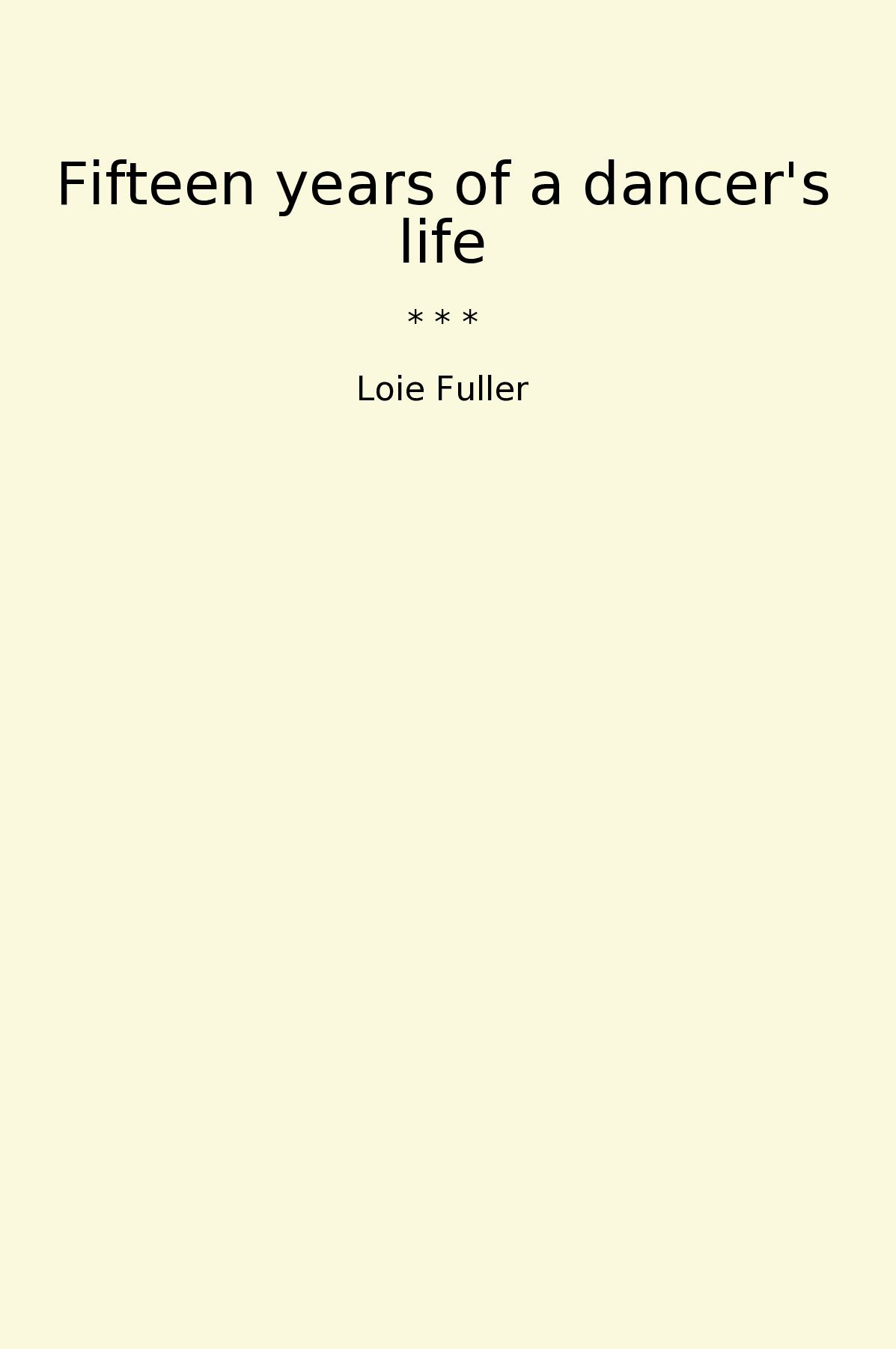 Fifteen years of a dancer's life