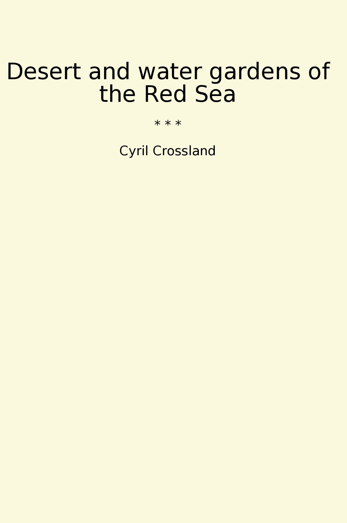 Desert and water gardens of the Red Sea