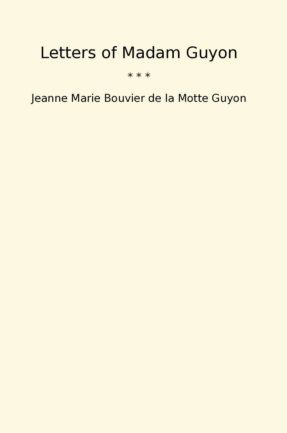 Letters of Madam Guyon