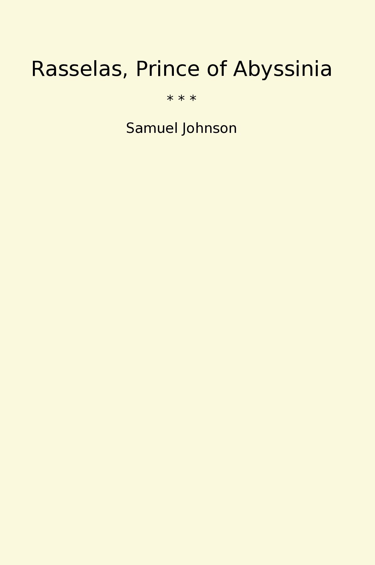 Rasselas, Prince of Abyssinia