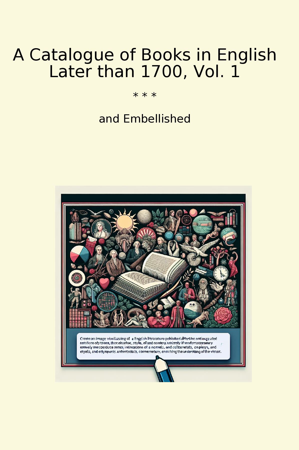 A Catalogue of Books in English Later than 1700, Vol. 1