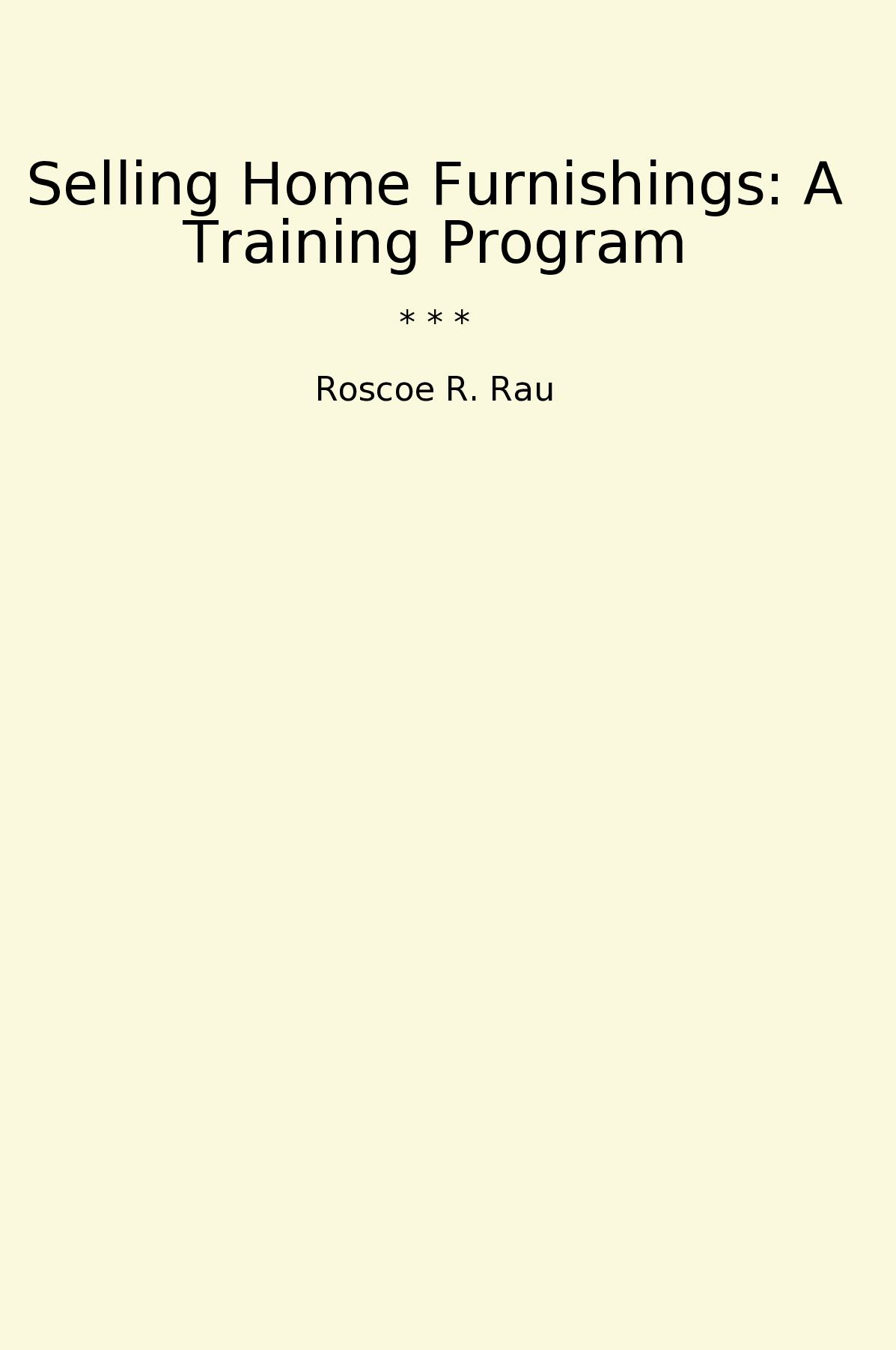 Selling Home Furnishings: A Training Program