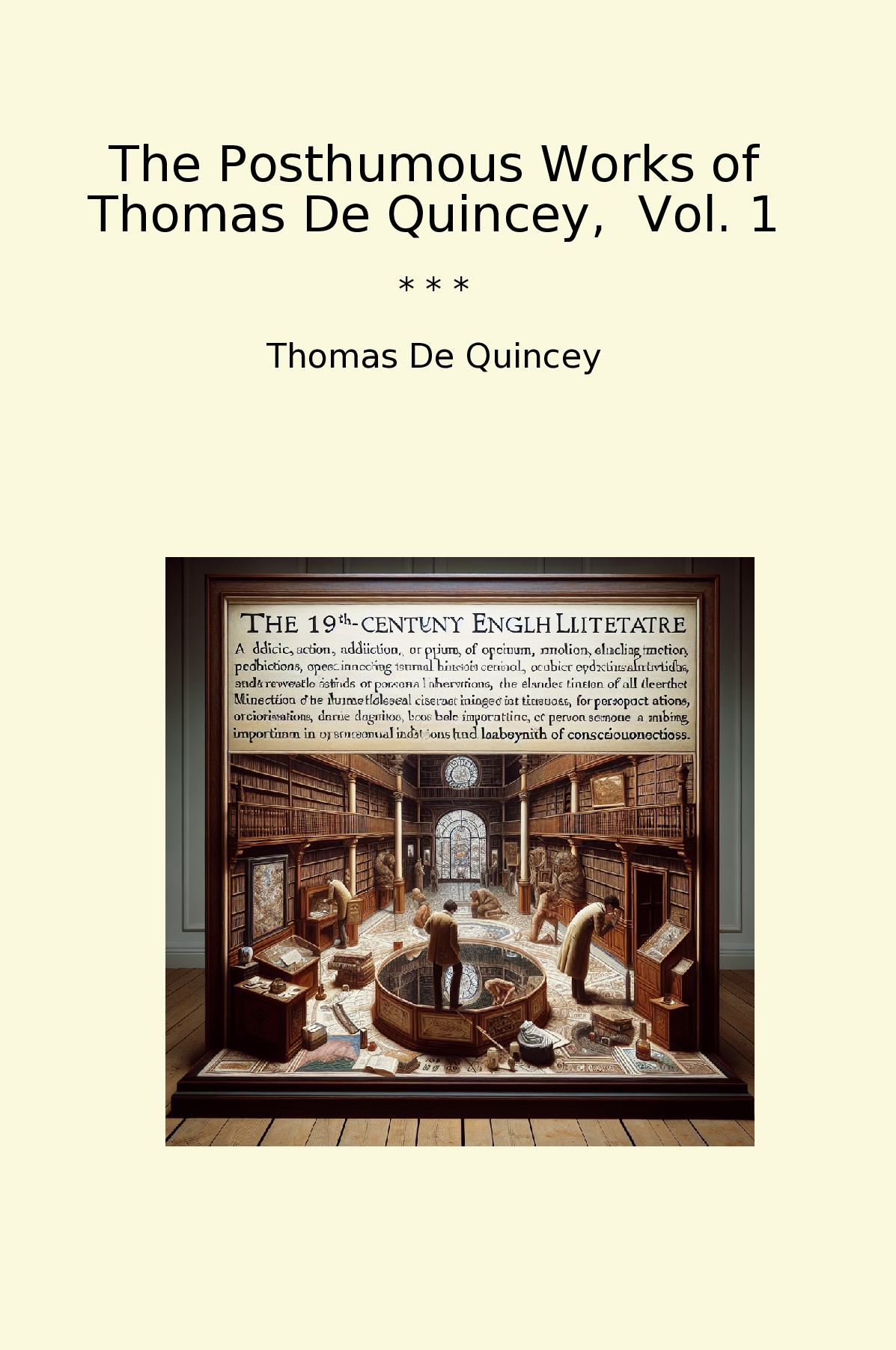 The Posthumous Works of Thomas De Quincey,  Vol. 1