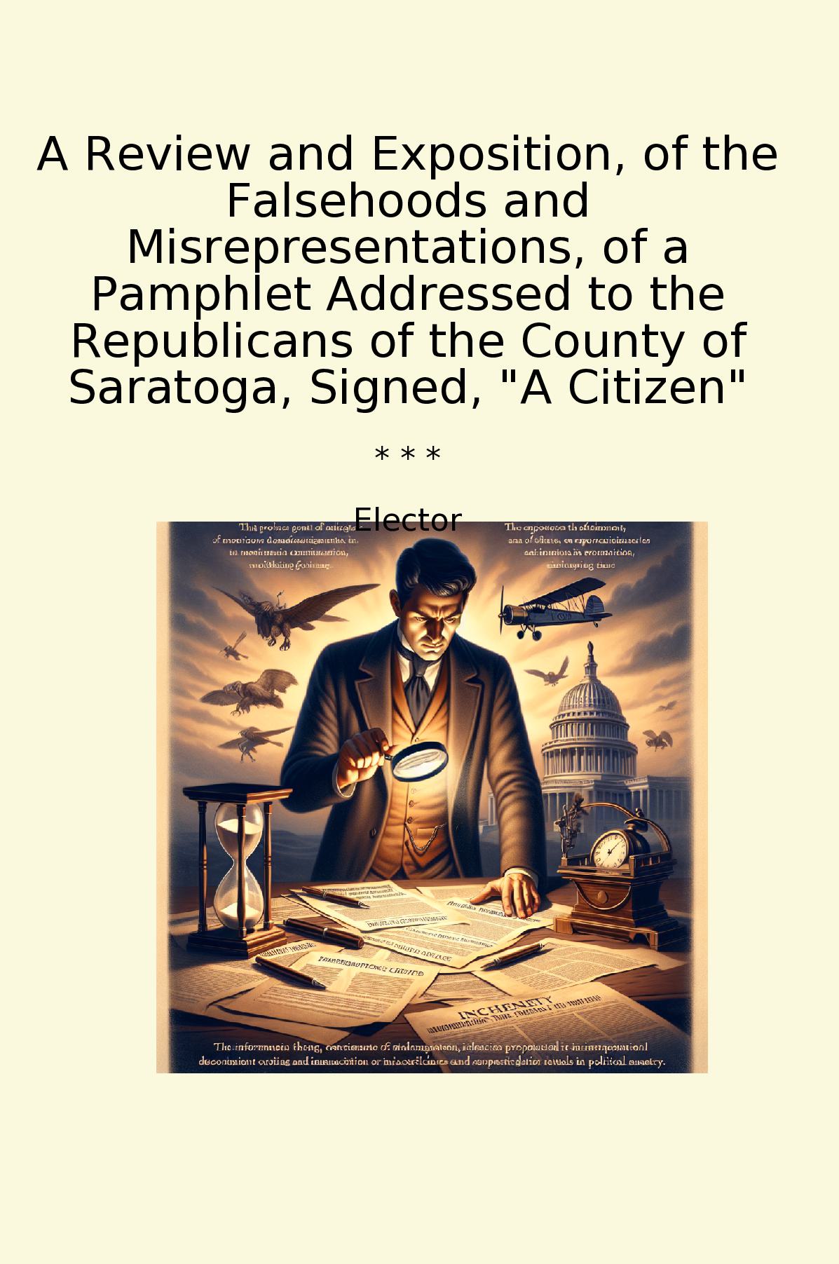 A Review and Exposition, of the Falsehoods and Misrepresentations, of a Pamphlet Addressed to the Republicans of the County of Saratoga, Signed, "A Citizen"