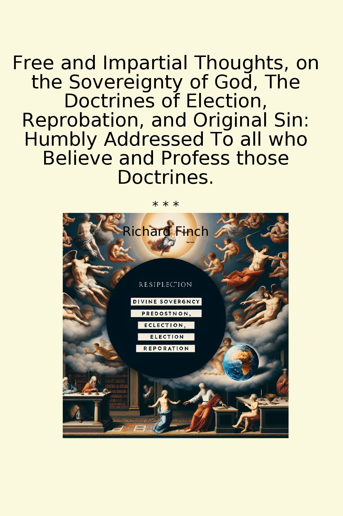Free and Impartial Thoughts, on the Sovereignty of God, The Doctrines of Election, Reprobation, and Original Sin: Humbly Addressed To all who Believe and Profess those Doctrines.