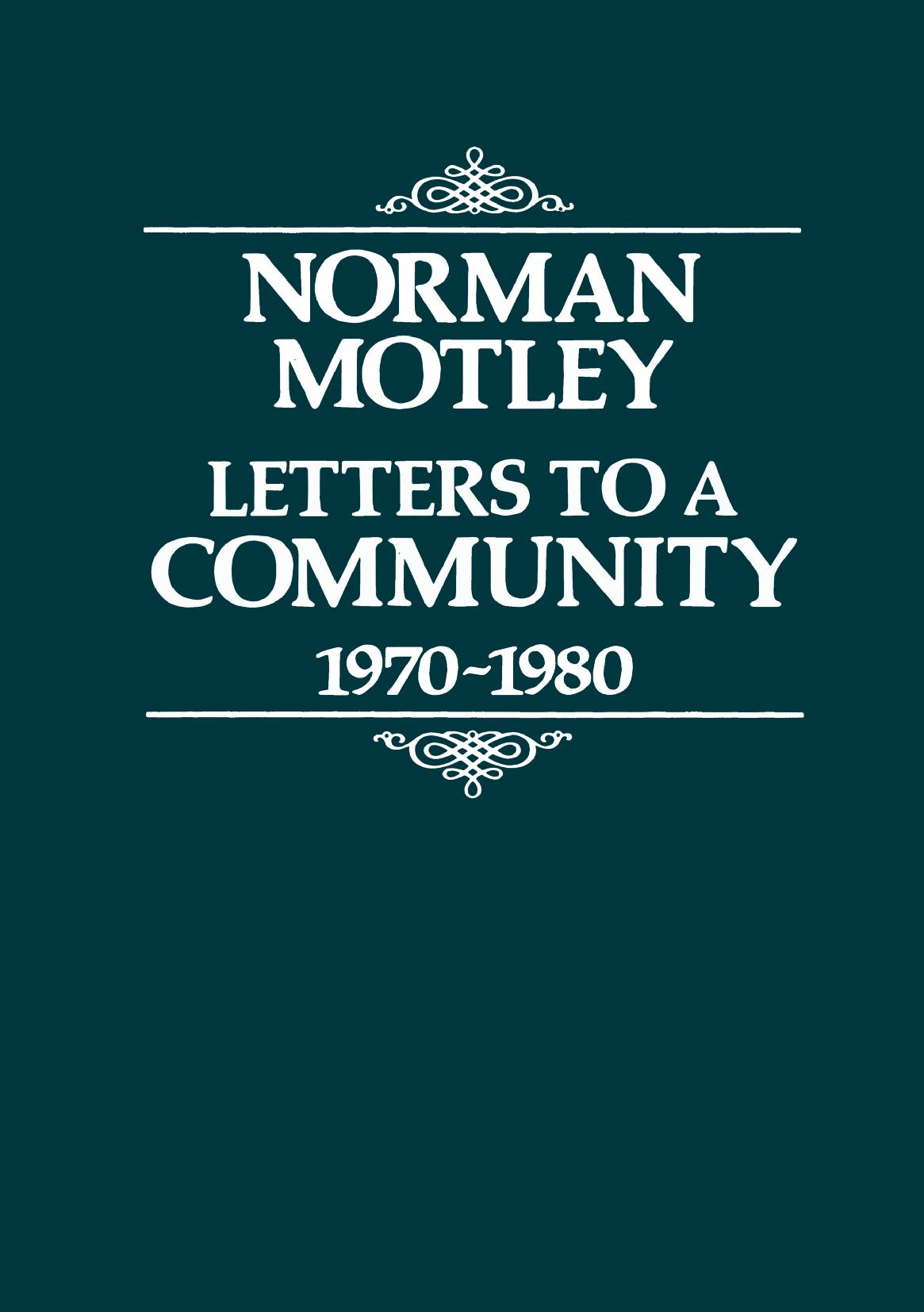Letters to a Community 1970-1980