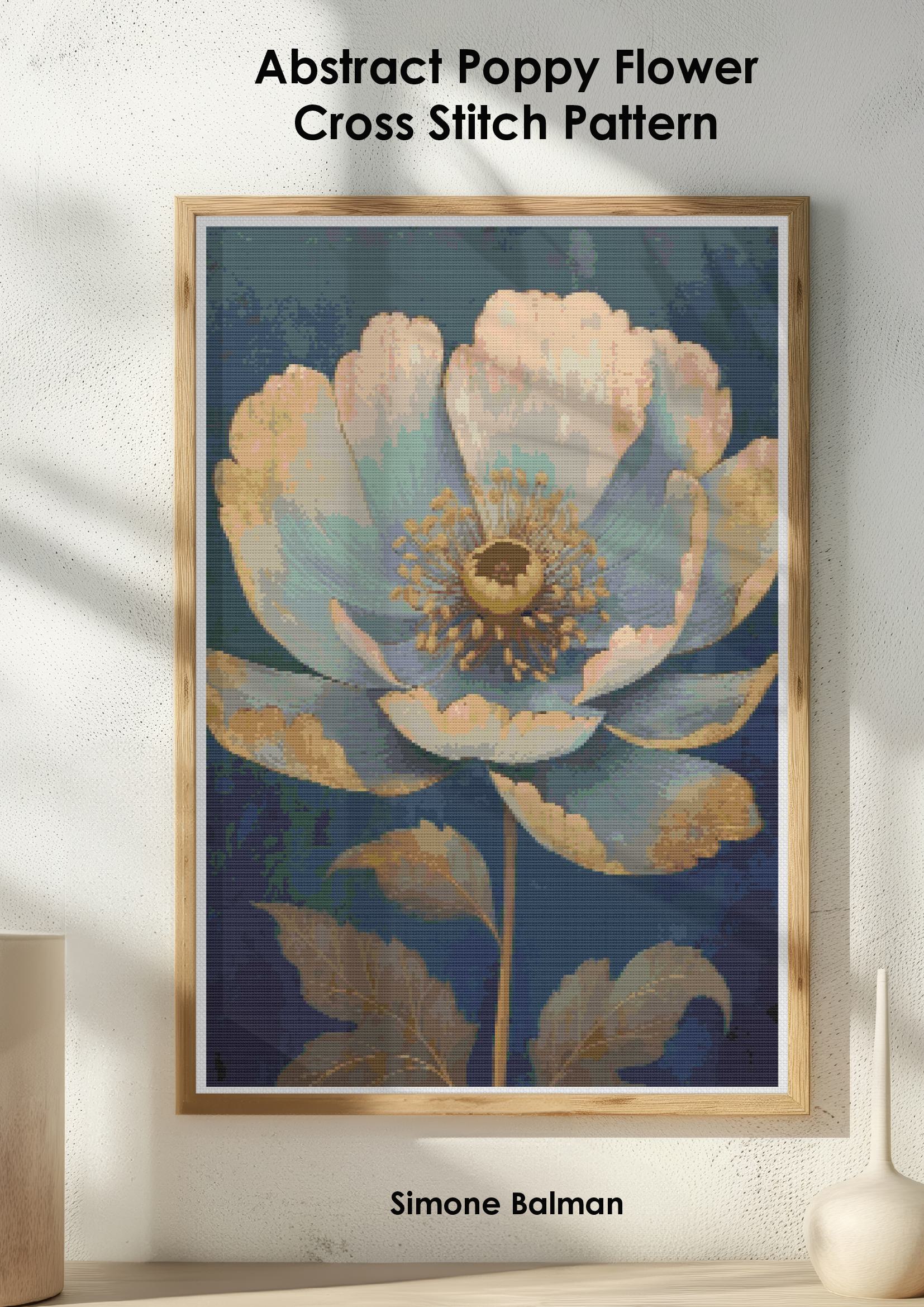 Abstract Poppy Cross Stitch Pattern