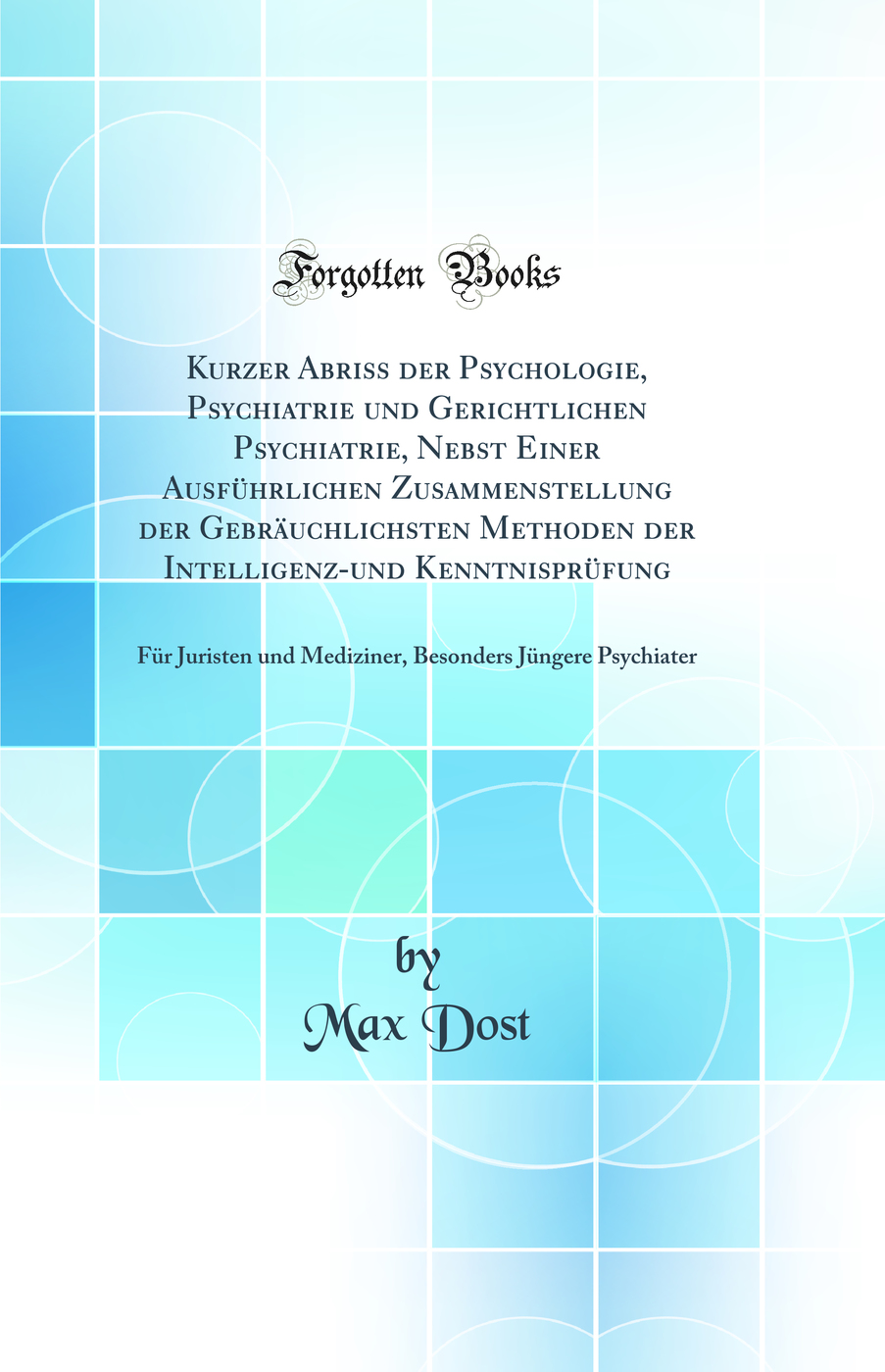 Kurzer Abriss der Psychologie, Psychiatrie und Gerichtlichen Psychiatrie, Nebst Einer Ausführlichen Zusammenstellung der Gebräuchlichsten Methoden der Intelligenz-und Kenntnisprüfung: Für Juristen und Mediziner, Besonders Jüngere Psychiater
