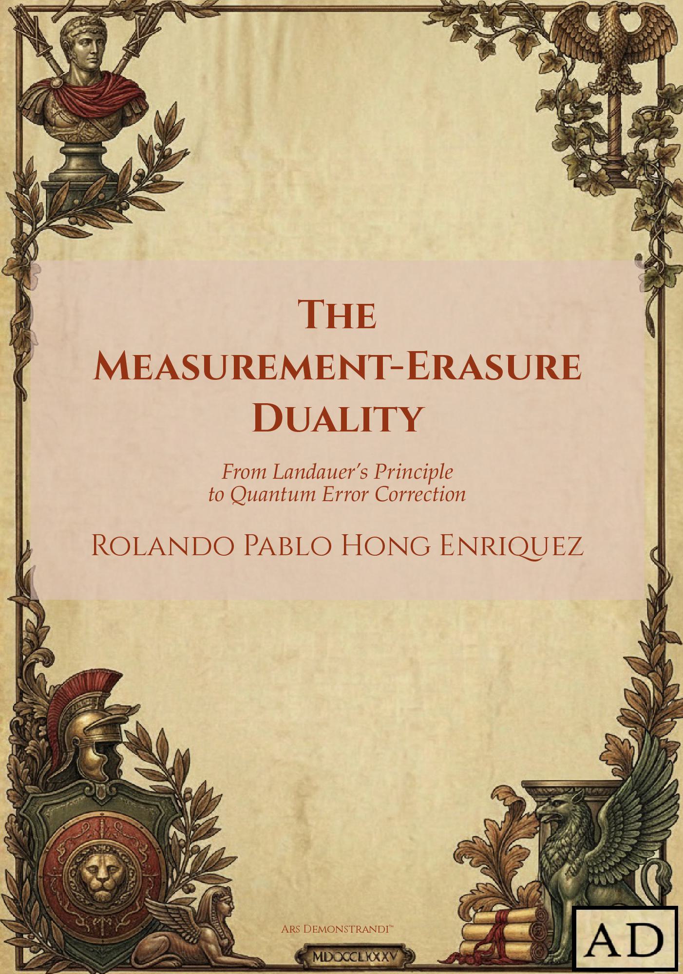 The Measurement-Erasure Duality: From Landauer's Principle to Quantum Error Correction