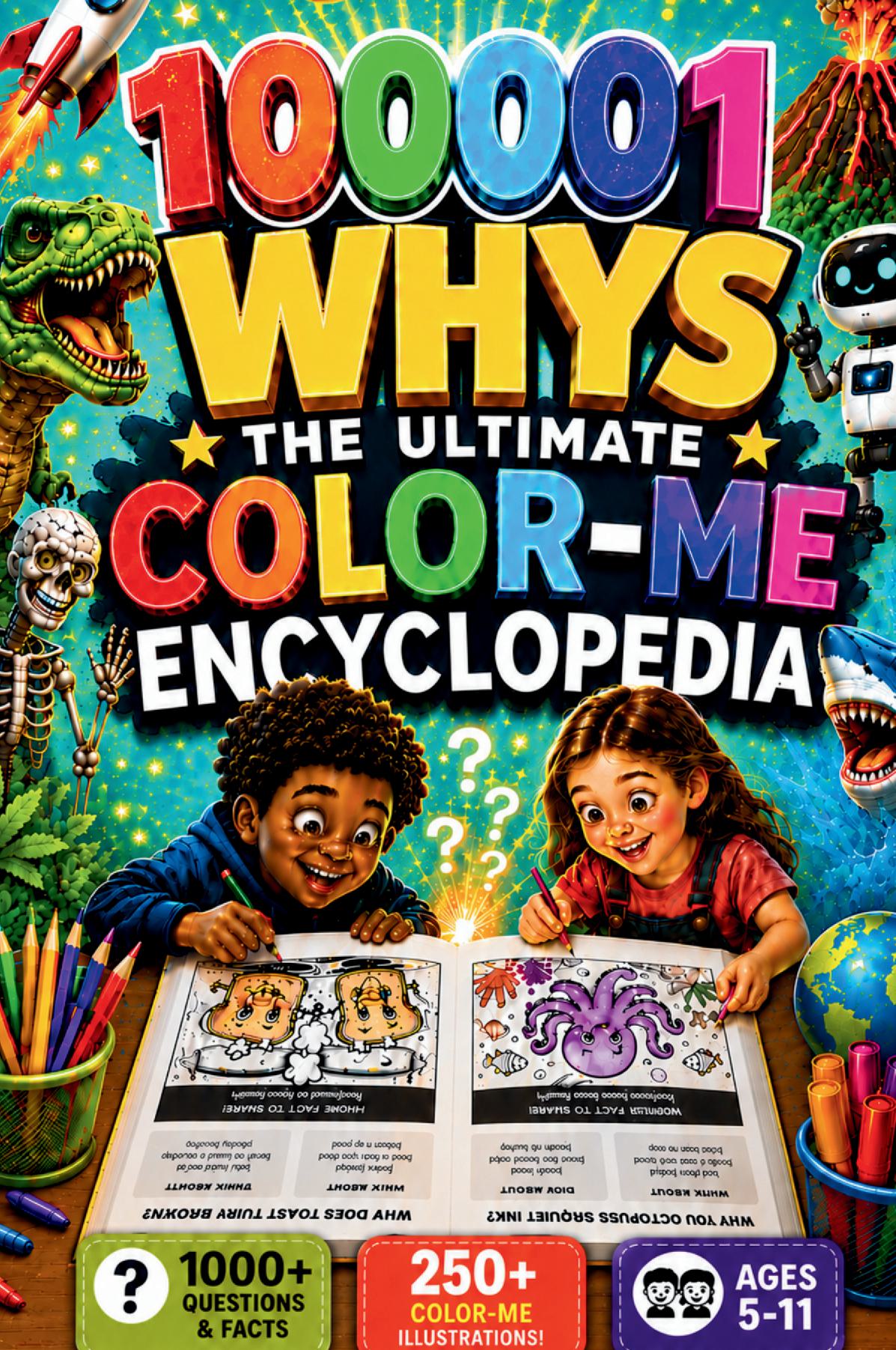 100,000 WHYS Kids Color-Me Encyclopedia: Includes 250+ Fun Illustrations to color | 1000+ Amazing Questions & Answers About Space, Animals, Science, the Human Body & Everyday Mysteries for Ages 5-8