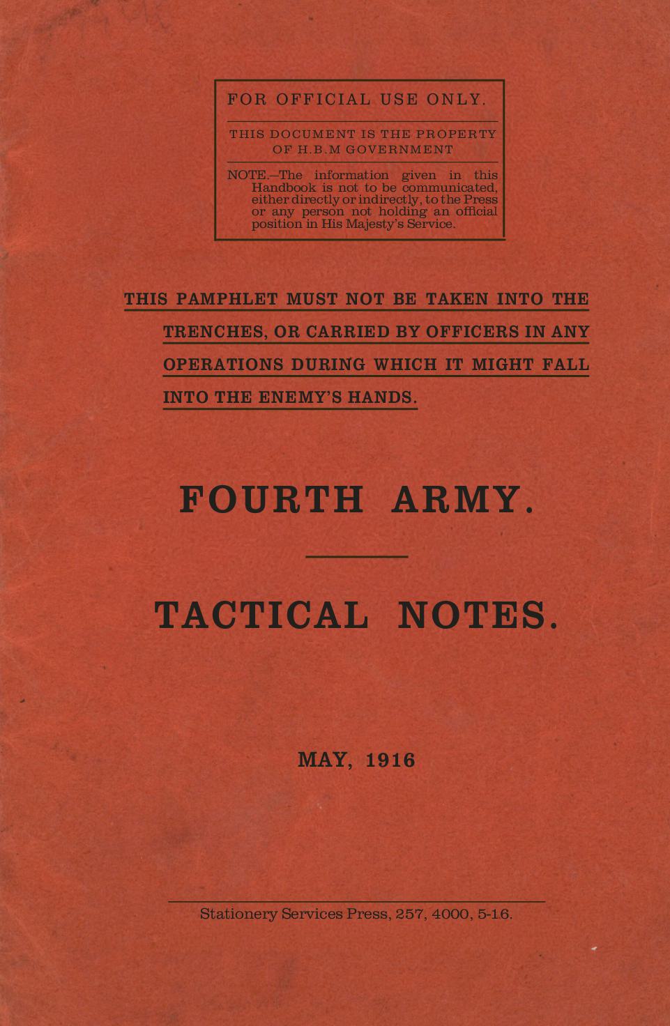 Fourth Army Tactical Notes