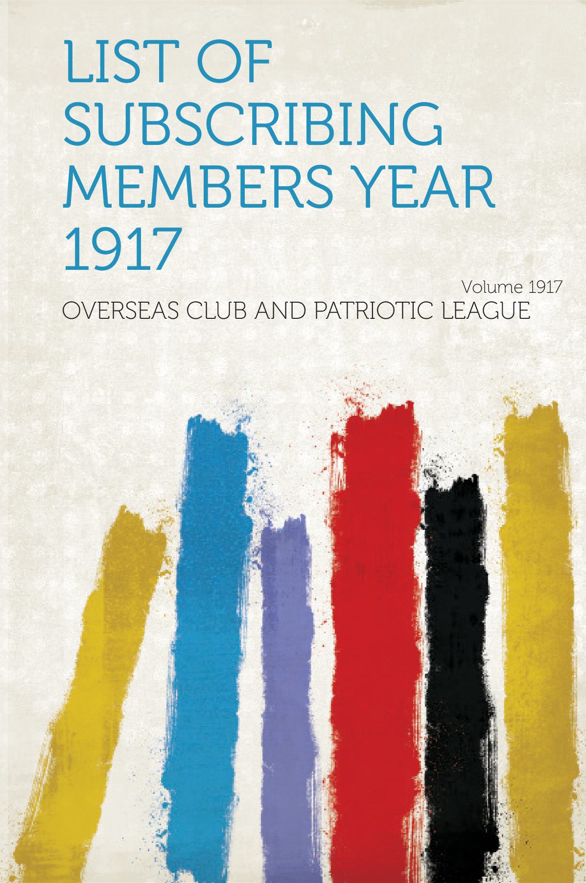 List of Subscribing Members Volume 1917