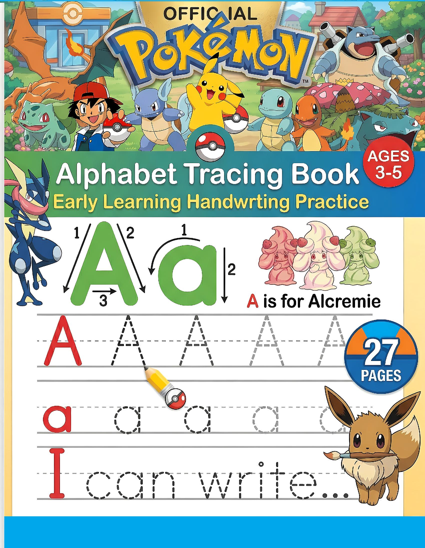 Official Pokémon Alphabet Tracing Book for Kids: Early Learning Handwriting Practice Workbook | ABC Letter Tracing for Preschool & Kindergarten | Ages 3-5