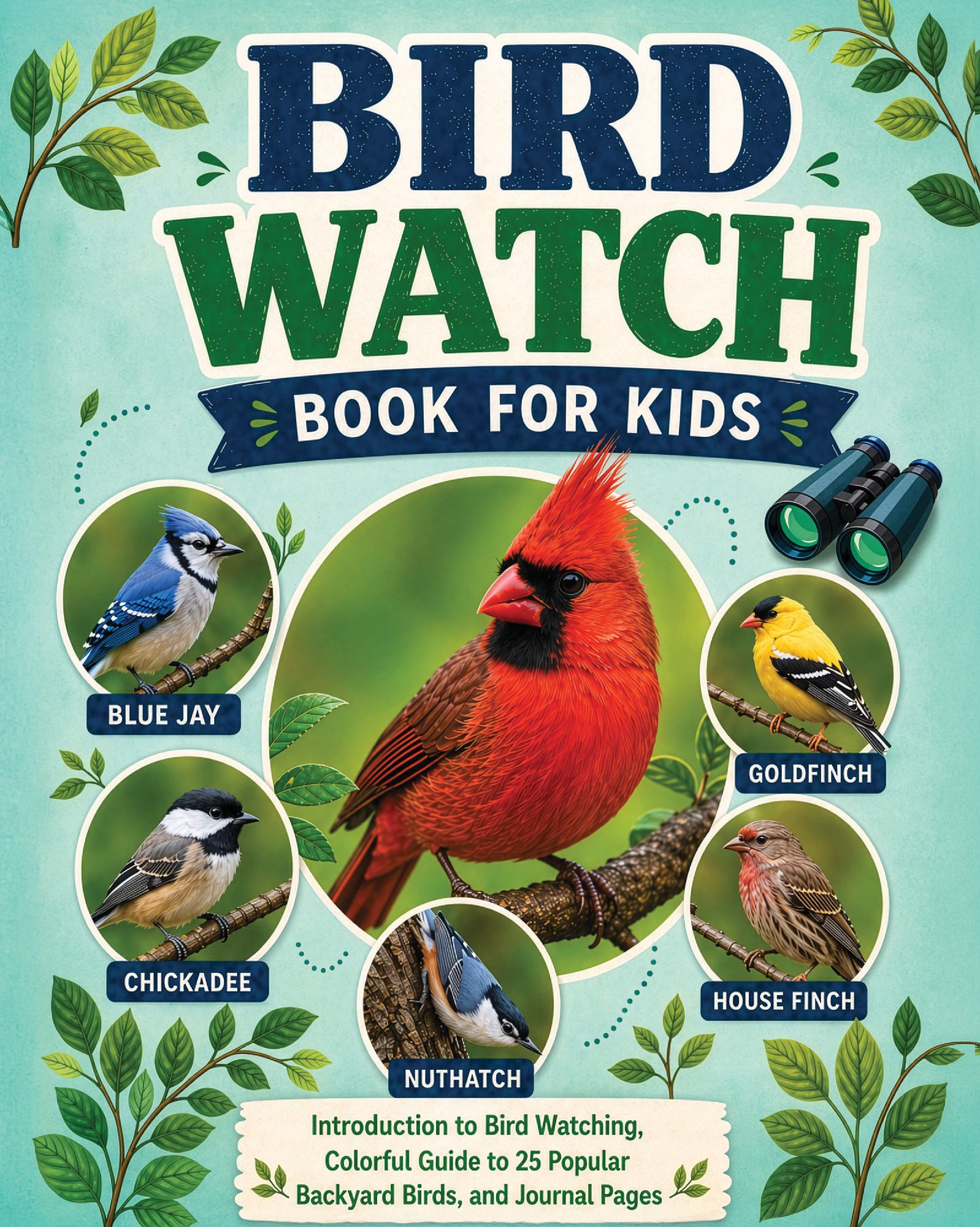 Bird Watch Book for Kids: Introduction to Bird Watching, Colorful Guide to 25 Popular Backyard Birds, and Journal Pages