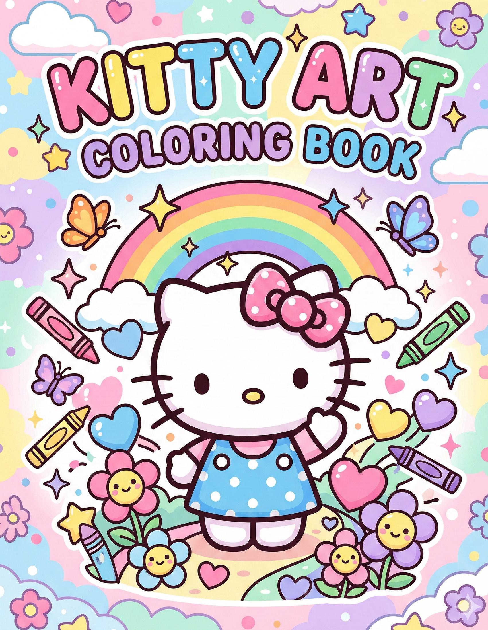 HELLO KITTY COLORING BOOK FOR KIDS: Cute and Relaxing Art Kawaii Designs