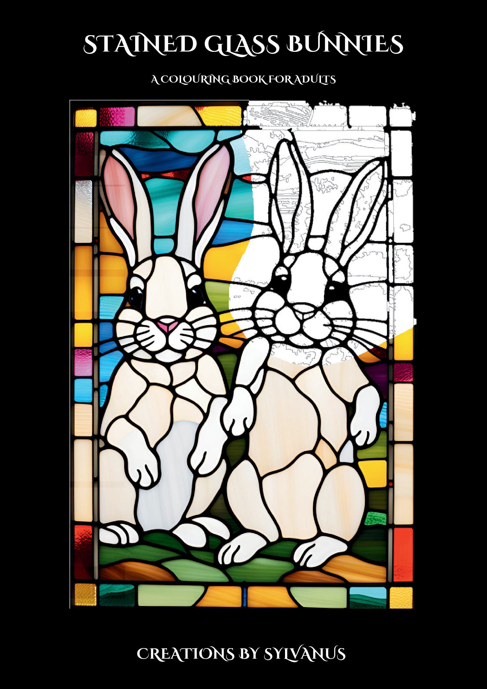 Stained Glass Bunnies Colouring Book (Spiral Bound) - Premium Paper, A4 size, Spiral Bound, One-sided