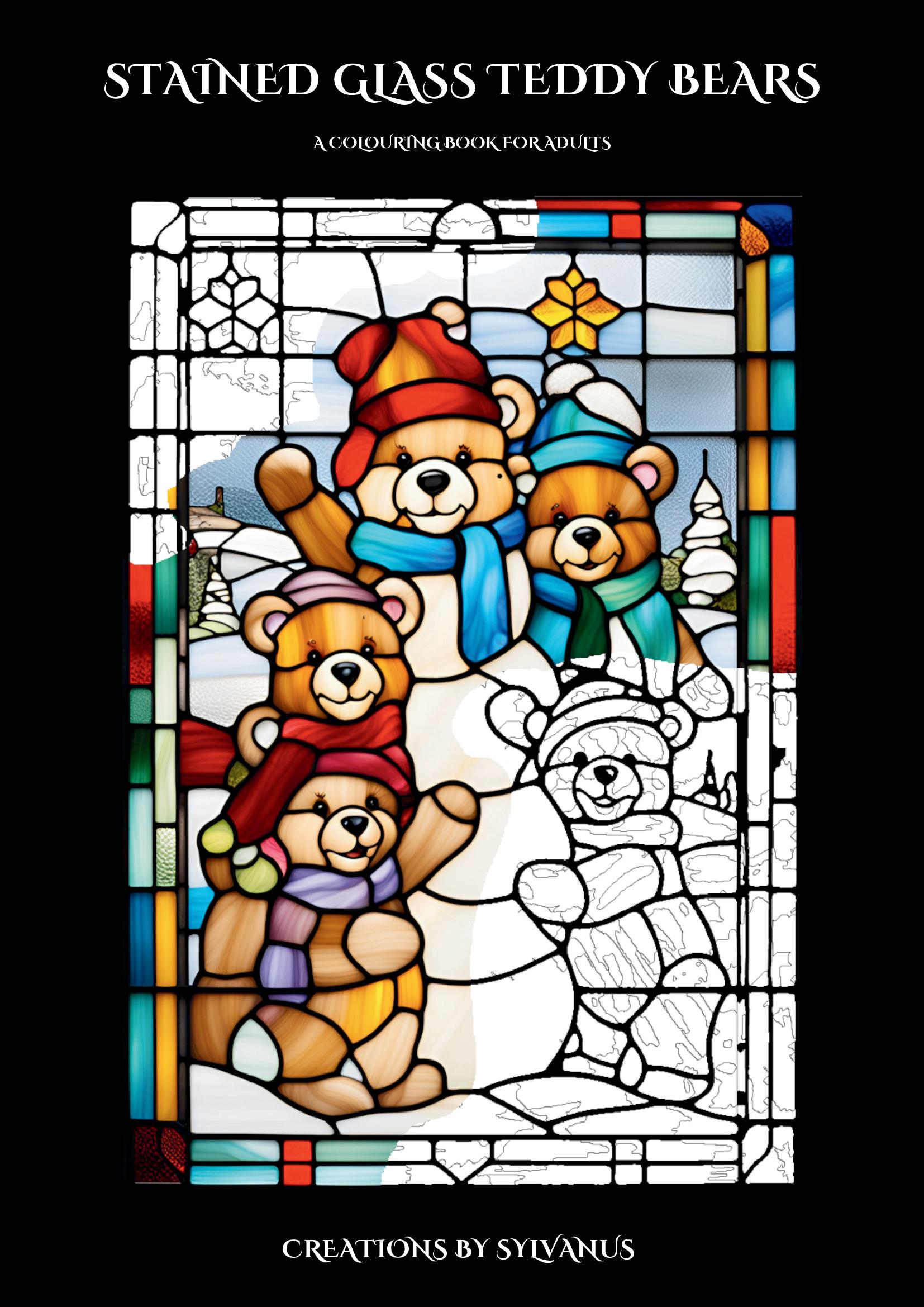 Stained Glass Teddy Bears (Spiral Bound) - Premium Paper (150 gsm), A4 size, Spiral Bound, One-sided