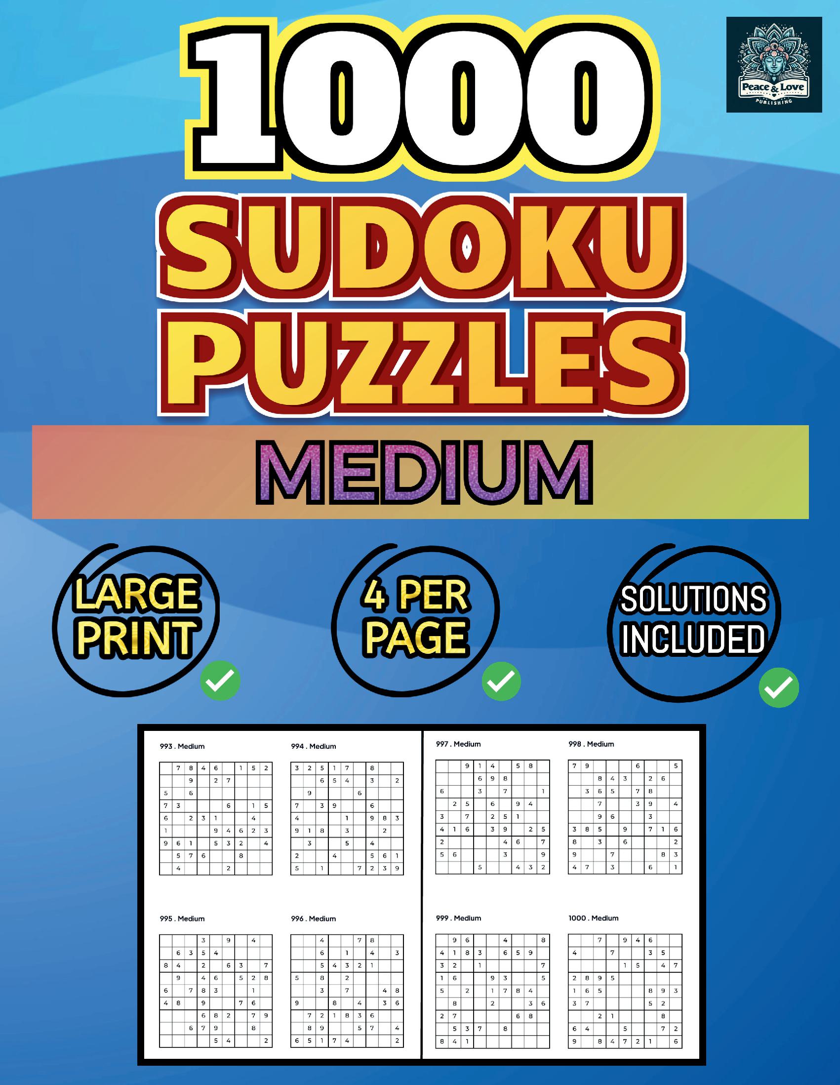 1000 MEDIUM Sudoku Puzzles
