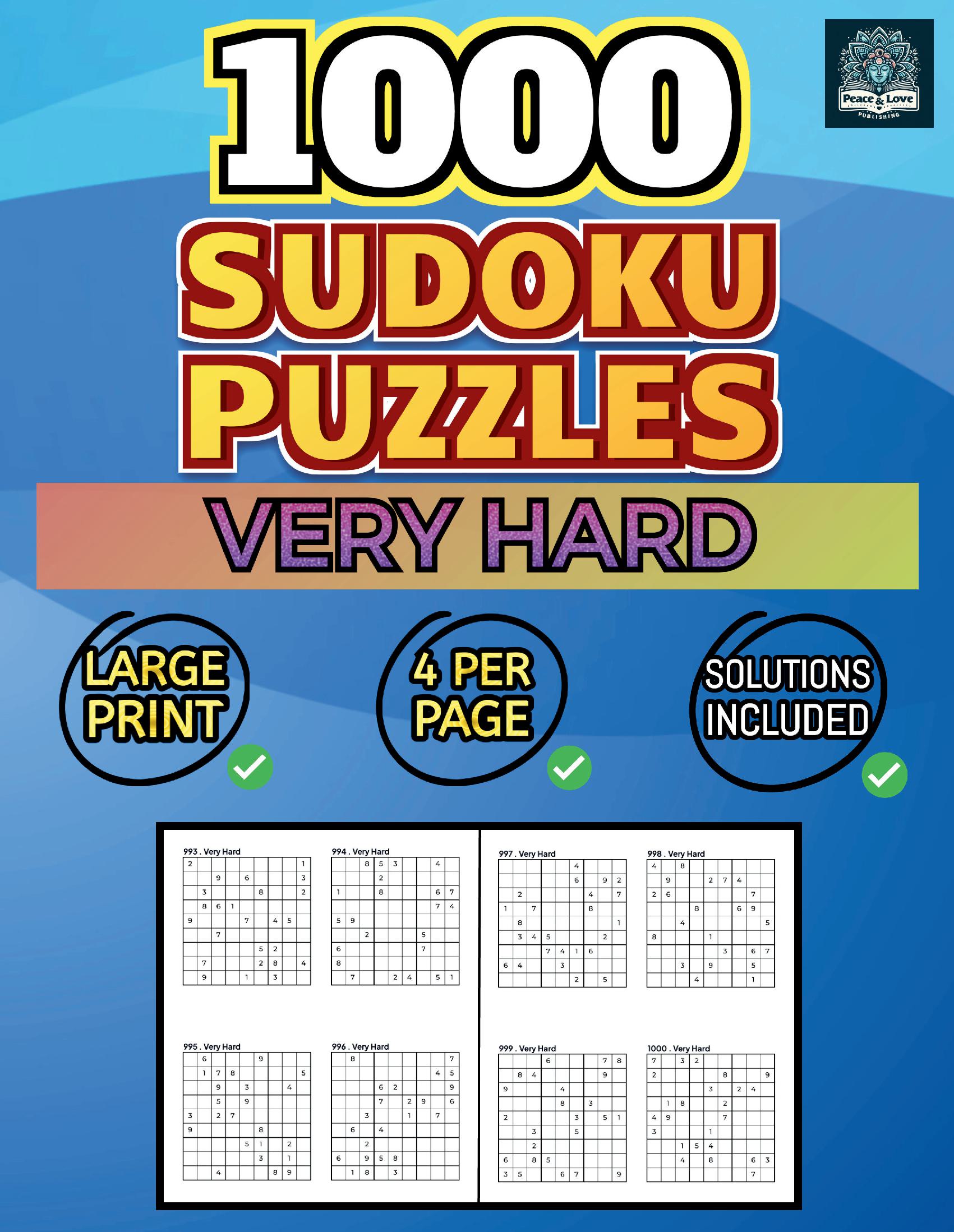 1000 VERY HARD Sudoku Puzzles