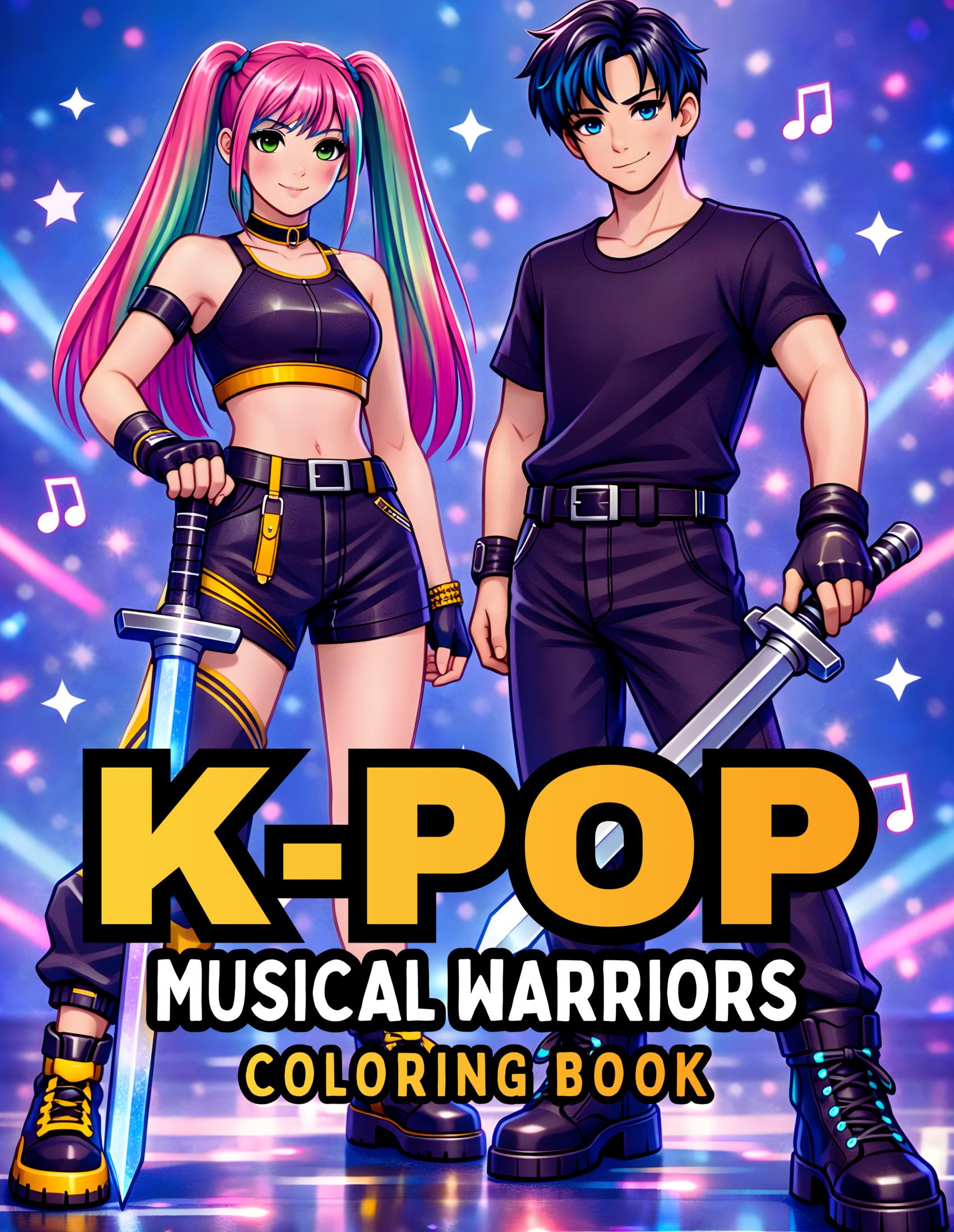 K-POP Musical Warriors Coloring Book: Musical Idol Warriors: Guys and Girls Battle in K-Pop Costumes, Using Music, Dance, and Song to Fight with Glamour!