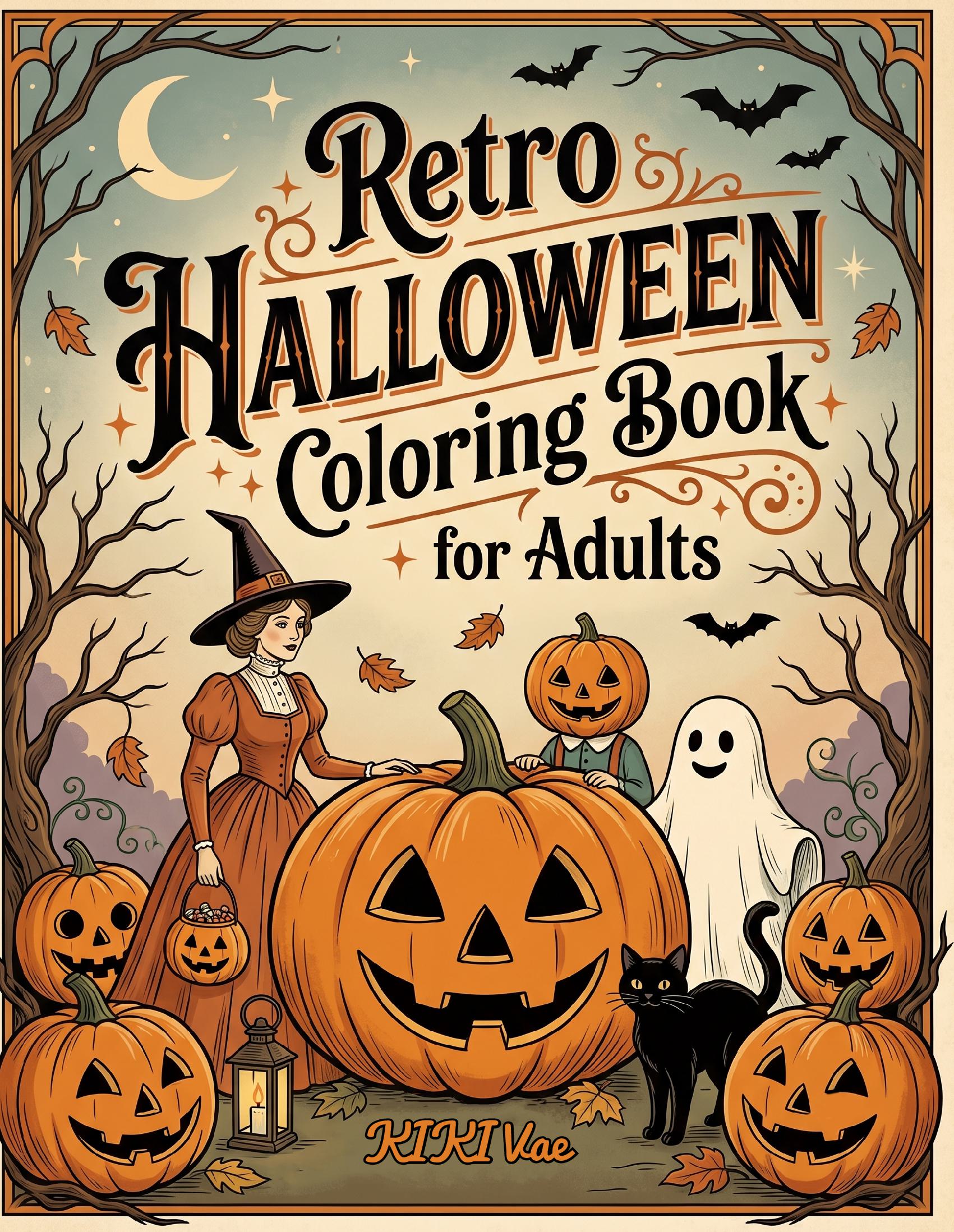 Retro Halloween Coloring Book: for Adults