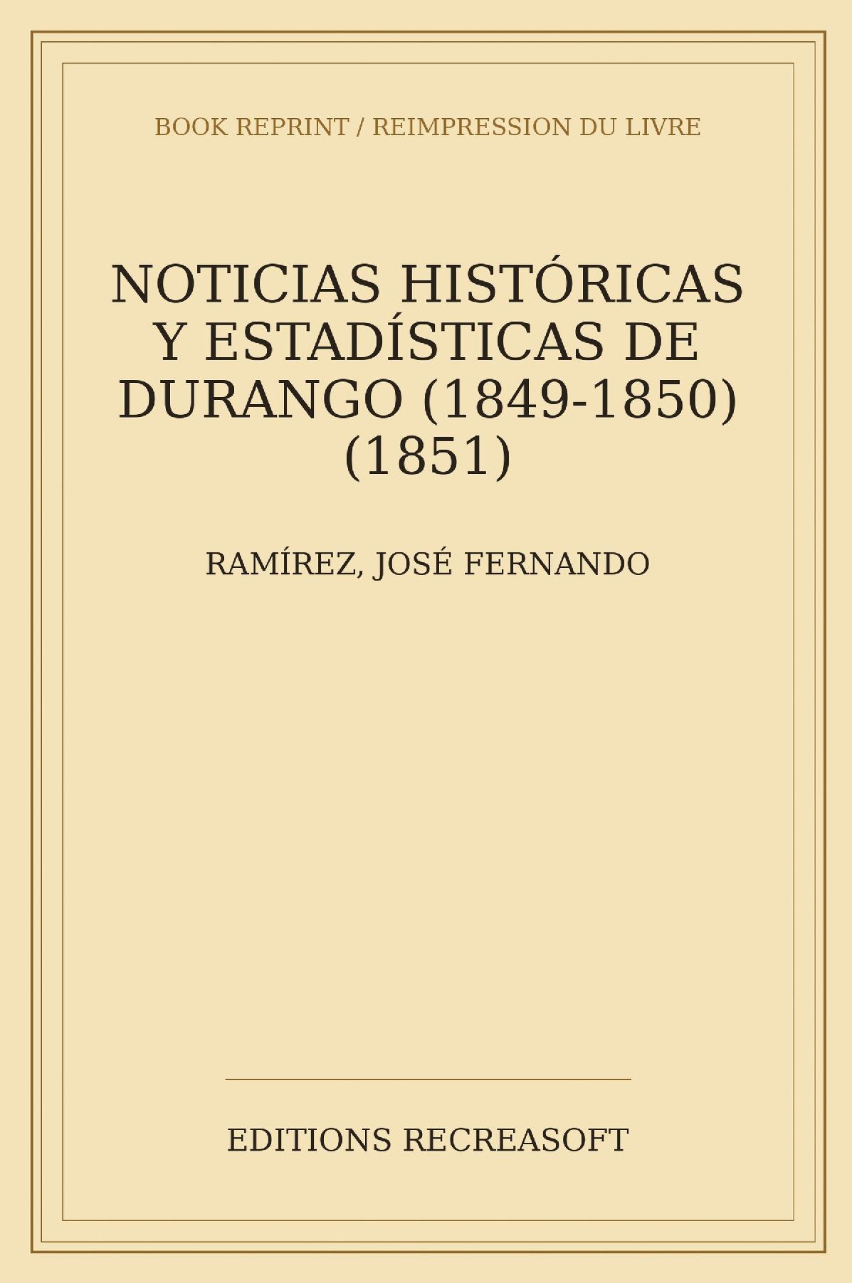 Noticias historicas y estadisticas de Durango