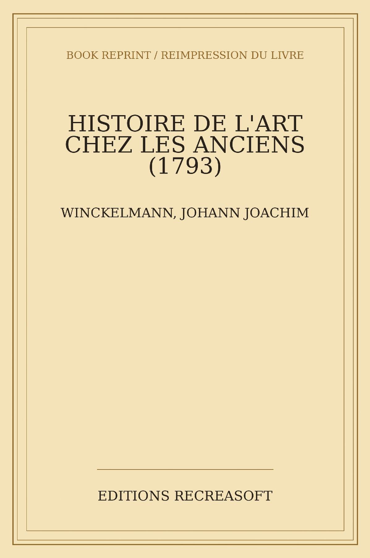 Histoire de l'art chez les anciens, t. II (Winckelmann)
