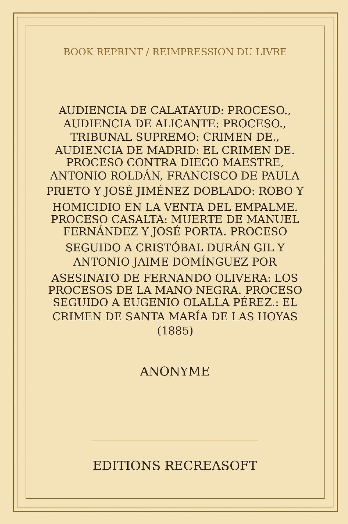 Procesos célebres. Crónicas de tribunales españoles (1885)