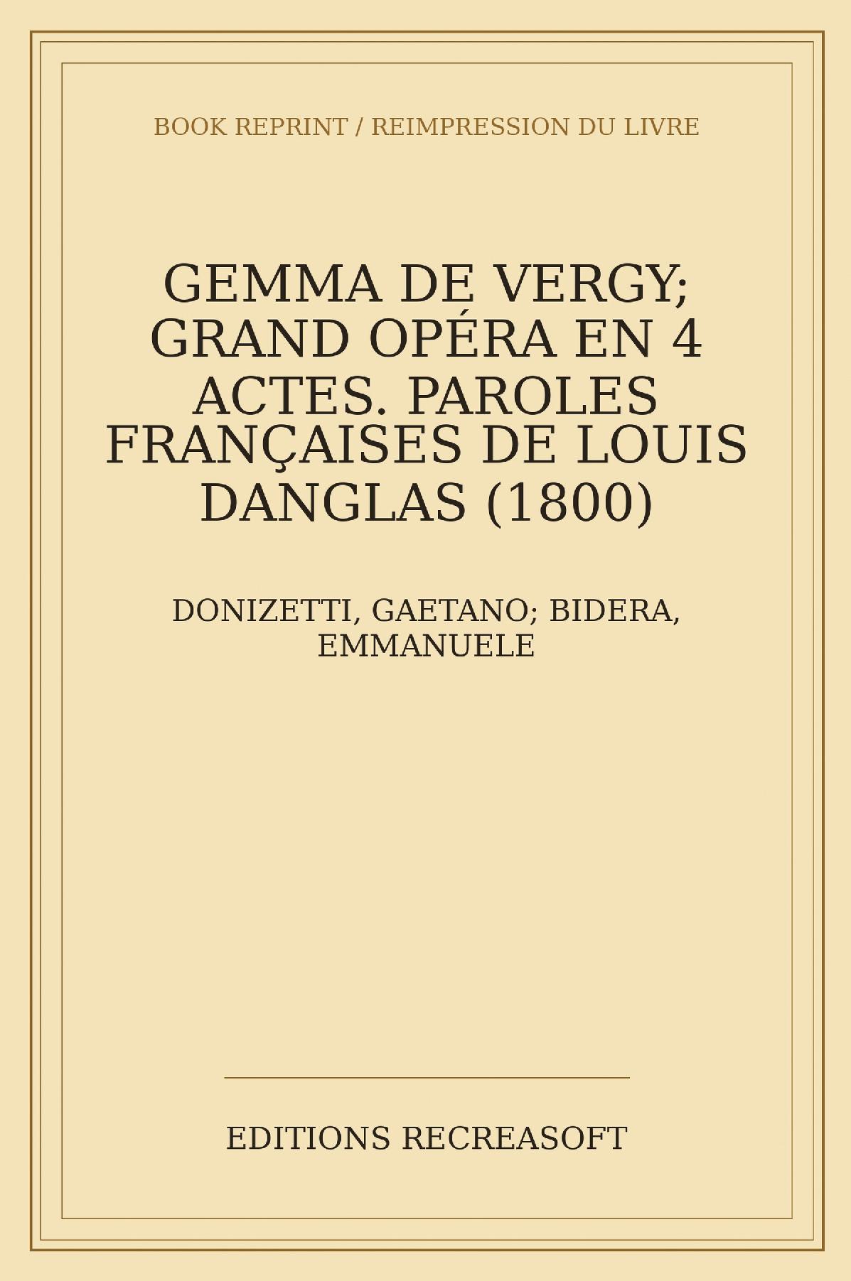 Gemma de Vergy, partition chant et piano (Donizetti)