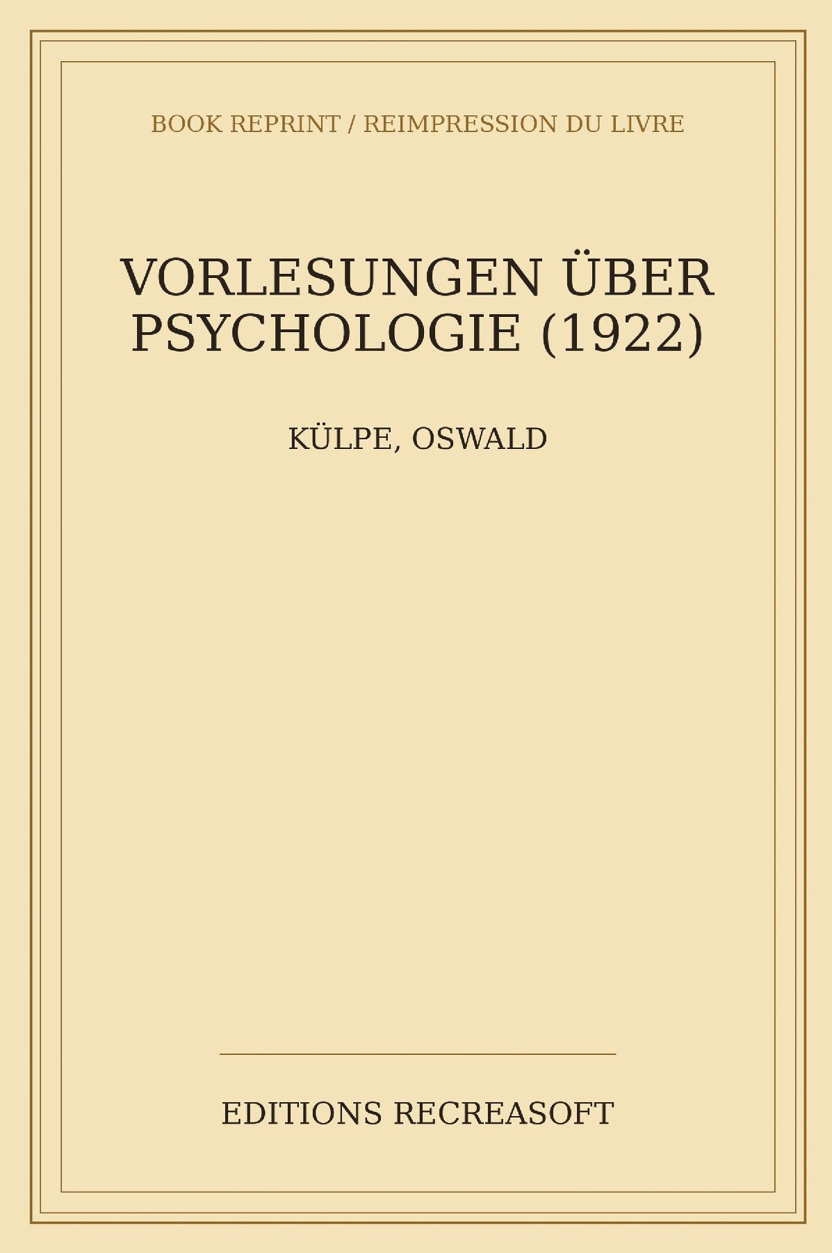 Vorlesungen über Psychologie (1922)