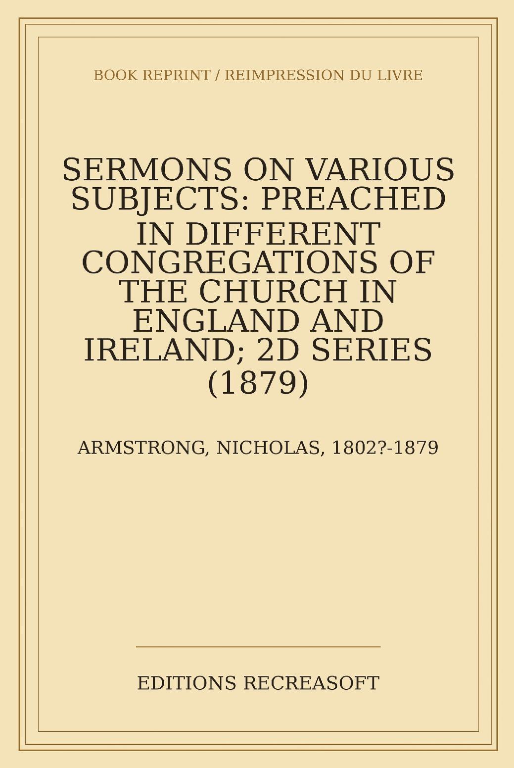 Sermons on Various Subjects (1879)