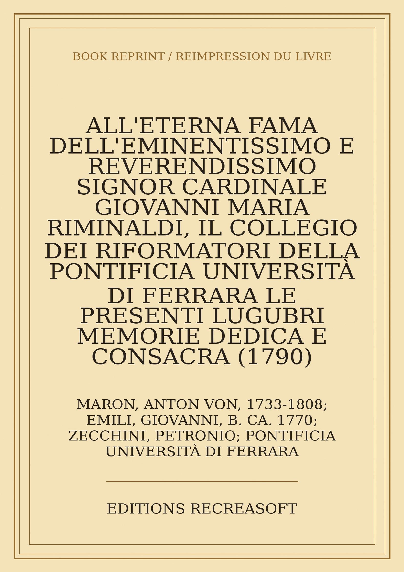 All'eterna fama del cardinale Giovanni Maria Riminaldi (1790)