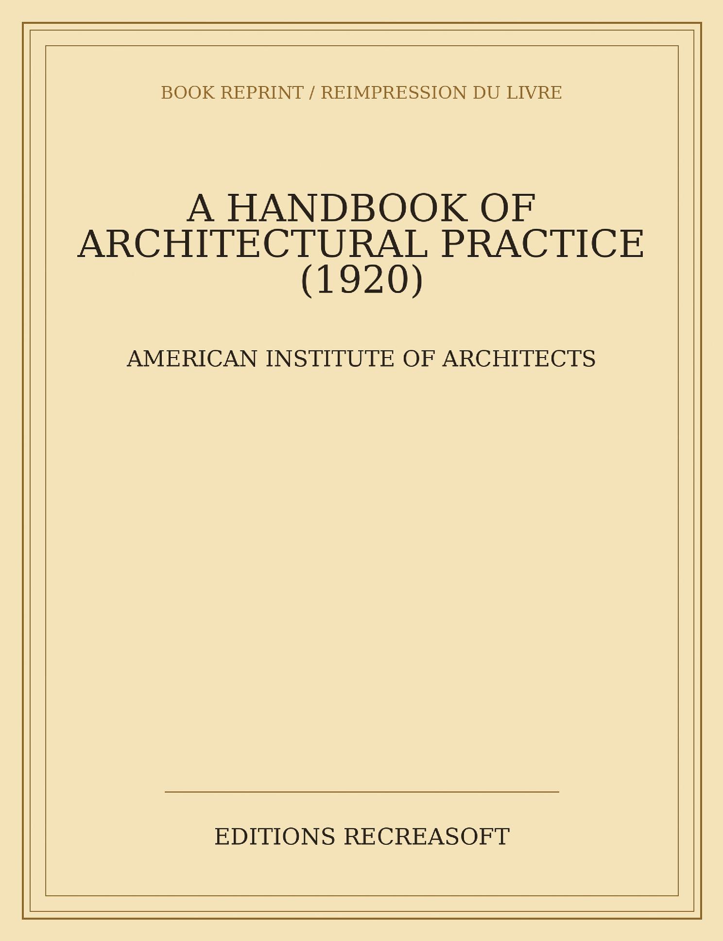 A Handbook of Architectural Practice