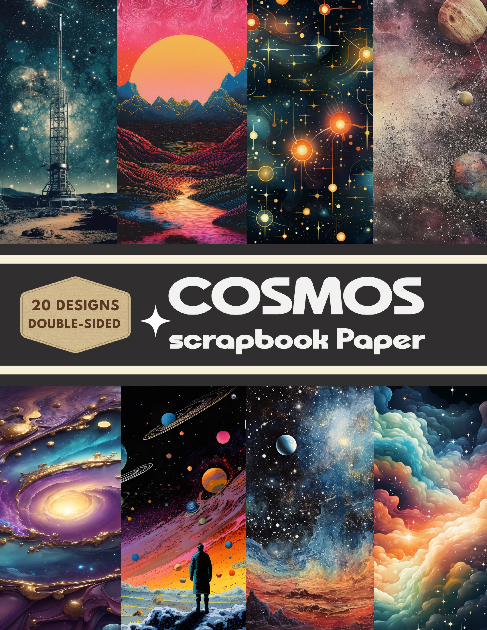Cosmos Scrapbook Paper - Decorative Sheets Double Sided Craft Paper For Scrapbooking, Artist Trading Cards, Mixed Media, Junk Journals, Collage Art, Card Making, Origami and More