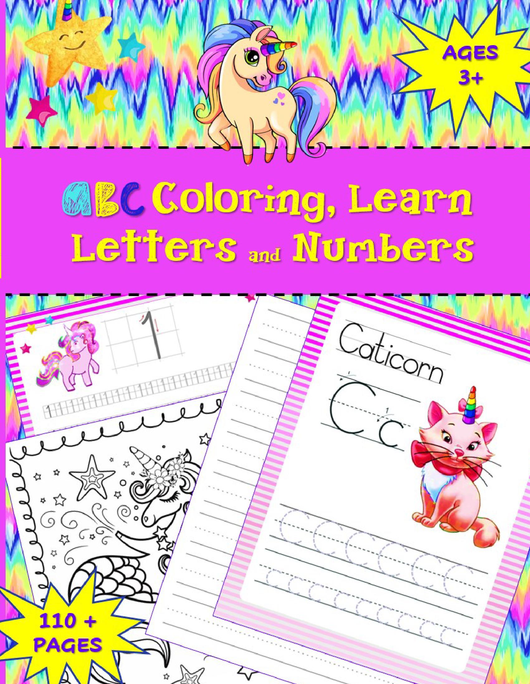 ABC Coloring Learn Letters and Numbers – Magic Rainbow Unicorn Friends - Children Fun Activity Book