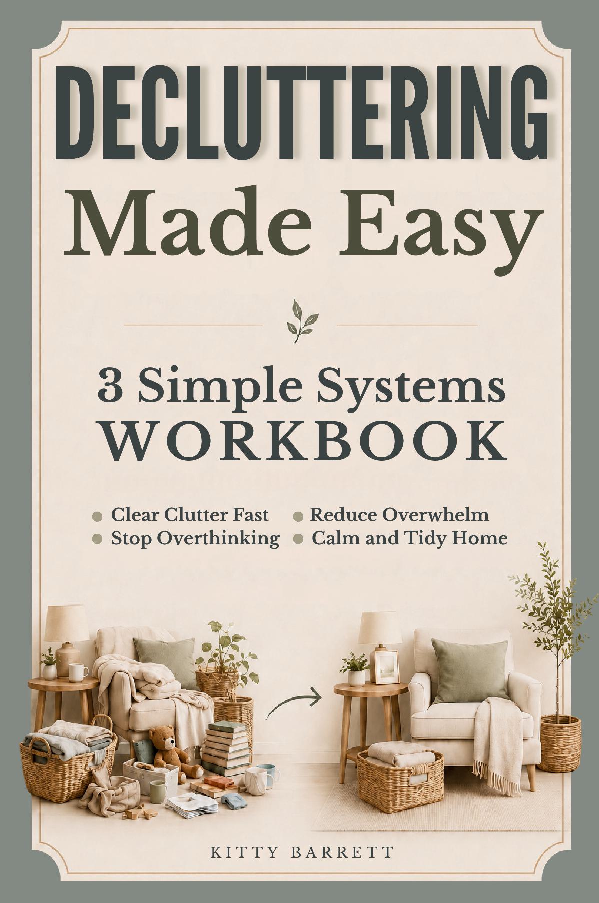 Decluttering Made Easy: 21-Day Guided Workbook with 3 Simple Systems to Clear Clutter Fast, Reduce Overwhelm and Stop Overthinking to Create a Calm and Tidy Home