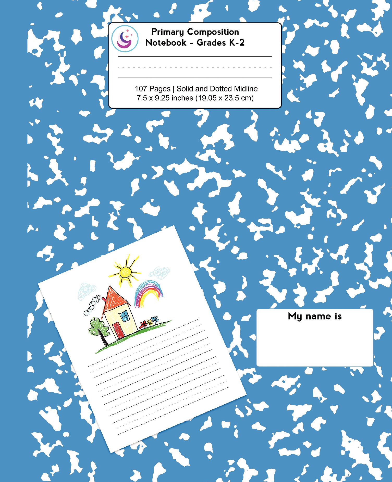 Primary Composition Notebook: Blue Marble, Grades K-2 Kindergarten Writing Journal