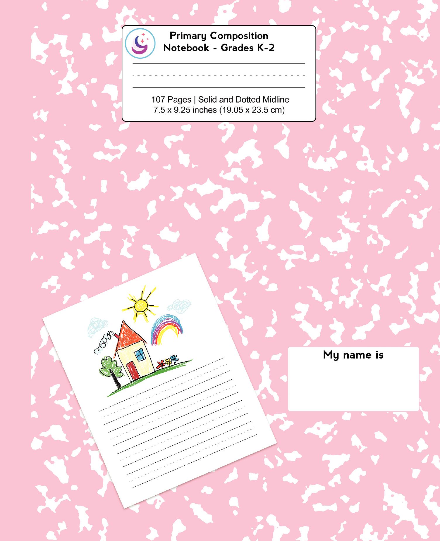 Primary Composition Notebook: Pink Marble, Grades K-2 Kindergarten Writing Journal