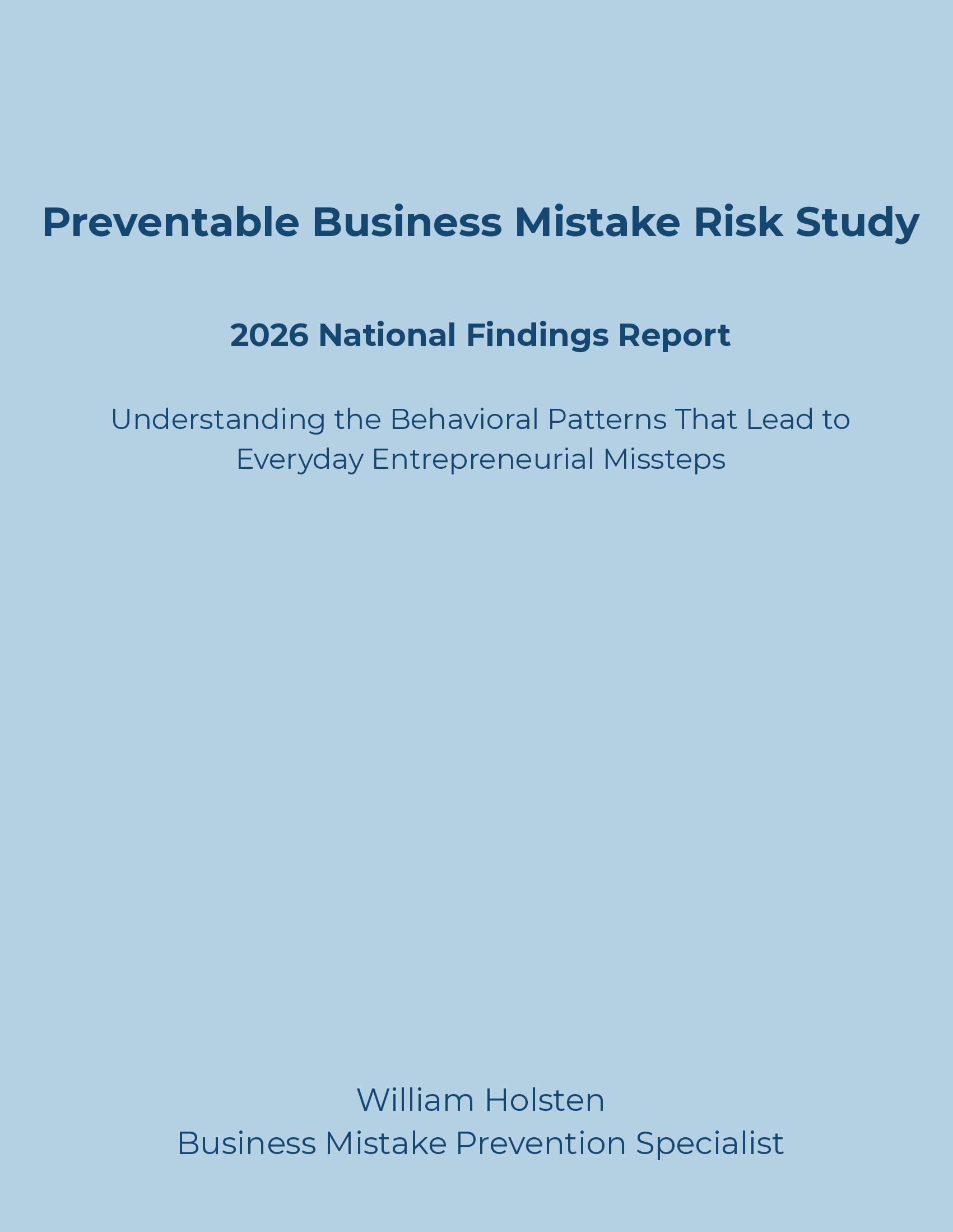 Preventable Business Mistake Risk Study